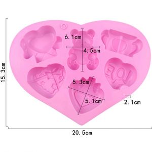 Molde de Silicona Ecológico con Logotipo Personalizado, 6 Cavidades en Forma de Corazón y Oso, para Hacer Velas, Jabones, Pudín, Pastel y Resina, OEM/ODM - Product Image 2
