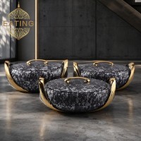 Ensemble de 3 casseroles de service isothermes de luxe, grande capacité, motif marbre, pour événements de mariage africains et d'église
