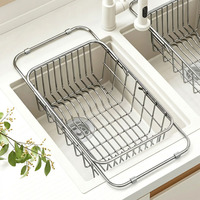 Égouttoir à vaisselle multifonctionnel extensible en acier inoxydable, étanche et peu encombrant, facile à déplacer, pour le lavage
