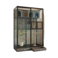 Grande cage à oiseaux en métal pour perroquets, cage transparente de style villa avec un design écologique spacieux pour enclos d'élevage extérieur