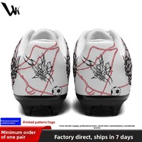 Chaussures de football unisexe printemps/été 2026 pour le commerce extérieur – Crampons en microfibre à motif imprimé, durables, pour l'entraînement, en coton