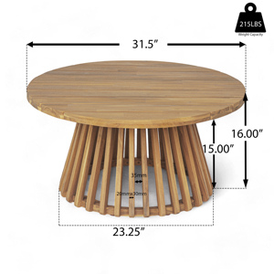 Outdoor Acacia Wood <b>Round</b> Coffee <b>Table</b> Teak Finish <b>Patio</b> Lawn Balcony - Product Image 1