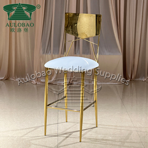 Club Furniture Sillas de Bar taburete alto antiguo de acero inoxidable dorado - Product Image 2