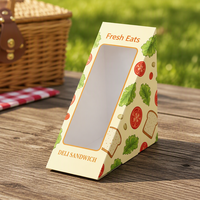 Vente en gros de emballages triangulaires en papier kraft de qualité alimentaire pour sandwichs, personnalisables avec impression, en matériaux recyclés, pour sushis à emporter et services de traiteur, résistants à la chaleur