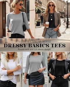 Camisetas de Manga Corta para <span class=keywords><strong>Mujer</strong></span>, Cuello Redondo, Estilo Informal, Básico, Moderno, Holgado - Product Image 2