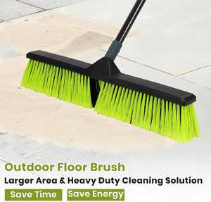Heavy Duty Broom <b>Brush</b> with 63 Long Handle for <b>Deck</b> Patio Driveway Garage Warehouse Shop Floor Sweeping & Scrubbing - Product Image 6