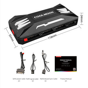 COOLMOON Accessoires d'ordinateur de jeu multifonctionnels PA1 ARGB Controller <span class=keywords><strong>Hub</strong></span> 5V 3PIN <span class=keywords><strong>PWM</strong></span> <span class=keywords><strong>4PIN</strong></span> Interface Fan Remote Control Kit - Product Image 6