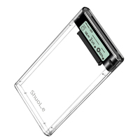 Enclosure Hard Drive SATA 2.5 Inch ke USB 3.0/3.1/3.2 untuk HDD/SSD 7/9.5mm, Tipe C Tanpa Alat dengan Casing Hard Disk Transparan dan LCD