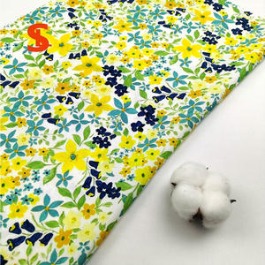 ผ้าฝ้ายลิเบอร์ตี้ออร์แกนิค คอมบ์ด วูเวน ป๊อปลิน พิมพ์ลายดอกไม้เล็กสีฟ้าเหลือง ผ้าเรียบ สำหรับชุดเดรสผู้หญิงและเด็ก สวมใส่สบายๆ - Product Image 2