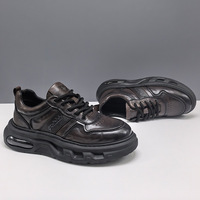Chaussures de sport pour hommes en cuir véritable, élégantes, avec semelle épaisse en caoutchouc, chaussures décontractées avec coussin d'air, antidérapantes et durables