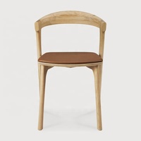 Chaise de salle à manger d'extérieur en bois massif de style nordique moderne, revêtement en cuir, pour hôtel, parc, salle de sport, maison, bar