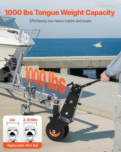 Déplaceur de remorque électrique 1000 lb avec boule d'<span class=keywords><strong>attelage</strong></span> de 2 po et 2-5/16 po, pneus pneumatiques et roue universelle, <span class=keywords><strong>pour</strong></span> déplacer les remorques de camping-cars - Product Image 3