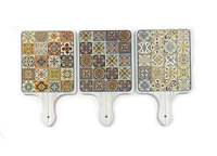 Vente en gros de dessous-de-plat en céramique marocaine à motifs dorés, avec poignée en céramique, résistant à la chaleur