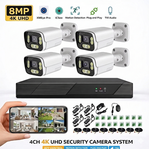 HIKWIFI 4K 2MP AHD 闭路电视摄像系统 4CH/8CH/16CH DVR 套件，带夜视功能、云存储、CMOS 传感器 - 户外子弹型安全监控 - Product Image 1