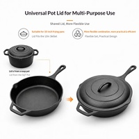 Set Wajan Besi Cor untuk Steak, Wajan Mini Anti Lengket, Wajan Dasar Rata, Wajan Telur Tebal Minimalis Modern, Wajan Enamel Besar