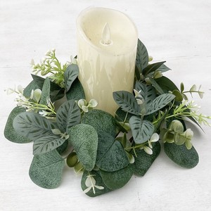 25cm foglie di eucalipto artificiale anelli di candela ghirlande pilastro portacandele decorazione del Desktop della festa nuziale (verde) - Product Image 3