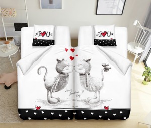 Housse de couette en microfibre à impression numérique séparée, motif Mr & Mrs, ensemble de draps, ensemble de literie pour la Saint-Valentin - Product Image 3