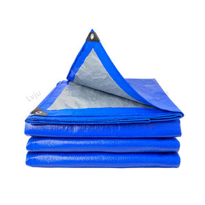 Toile en PE anti-âge bleue et argentée, finition bâche, imperméable, anti-UV - Product Image 1