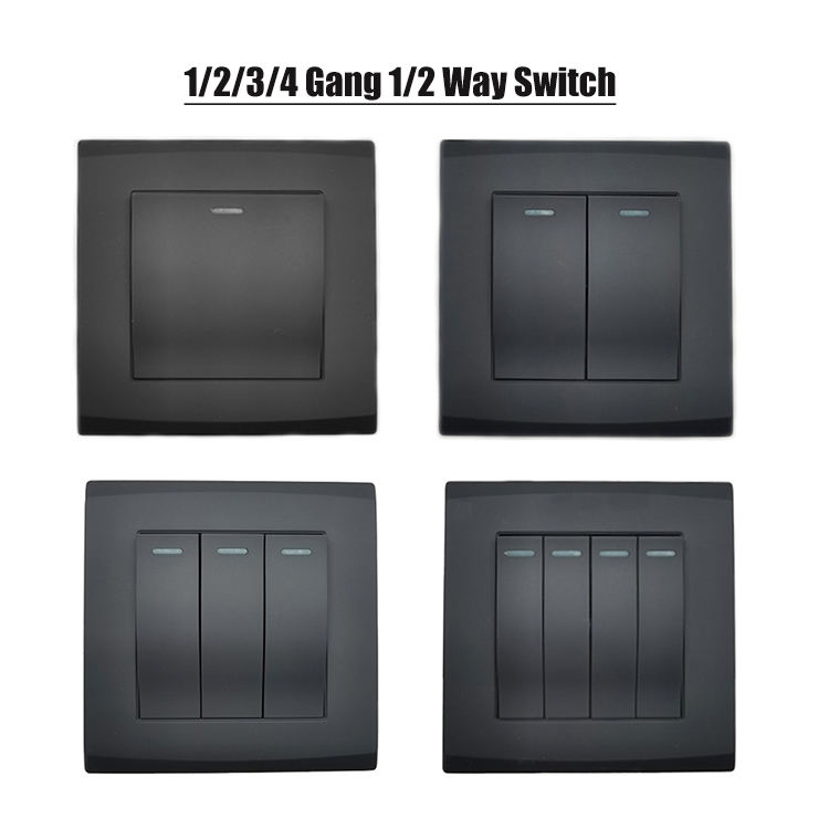 Factory Wholesale British Standard Switch Socket Black Panel 45A 1 Gang Wall Switches Double Pole Switch With Neon Single Plate