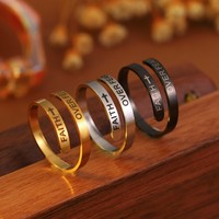 Bague transfrontalière en acier inoxydable plaqué or 18 carats, accessoires unisexes, bijoux européens et américains avec motifs Croix, Foi, Peur