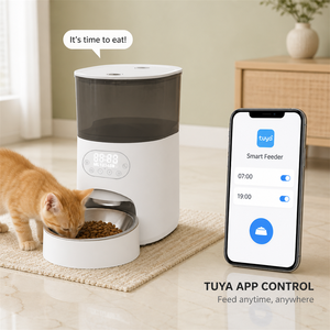 Automatic <b>Cat</b> <b>Feeder</b> <b>With</b> LCD Display <b>Timer</b> 6L Plastic Modern Design Indoor Use For <b>Cats</b> White And Black Models - Product Image 3