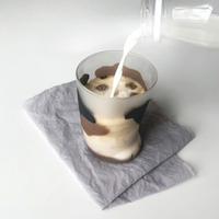 Mug à café en verre borosilicate givré de 300 ml avec motif de patte de chat mignon, motifs d'animaux de dessin animé, sans BPA, compatible micro-ondes et lave-vaisselle, réutilisable