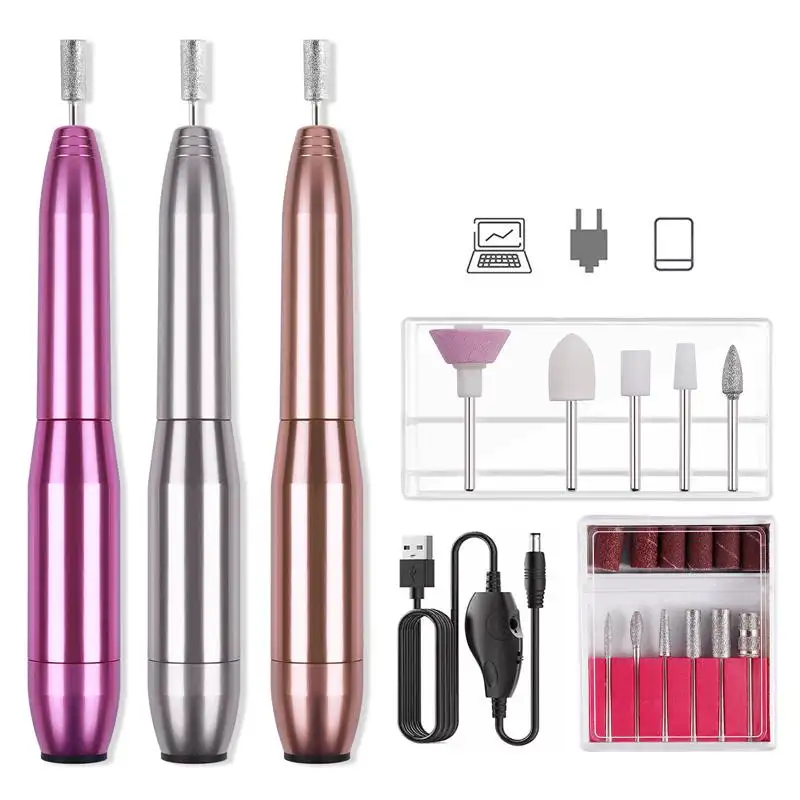 Electric Nail Drill USB Manicure Pen Sander Polidor Profissional Elétrica Unhas Arquivos Kit Elétrico Efile Nail Drill