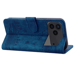 Étui de téléphone en cuir PU gaufré motif Sakura pour iPhone 17 Pro Max, portefeuille à rabat en cuir avec porte-cartes et support pour Samsung - Product Image 3