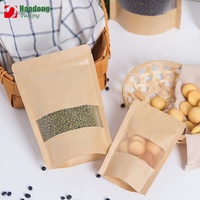 Stand Up Kraft Paper Pouch Sac Avec Fenêtre Fond Gousset Écrous Alimentaire En Plastique Emballage Sac en papier pochette avec fermeture éclair