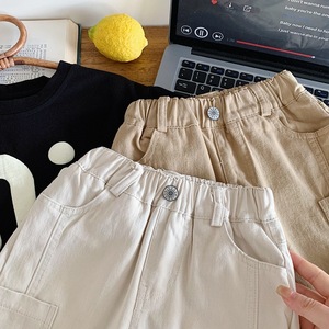 Pantaloncini Casual da Bambino, Stile Estivo Sottile, <span class=keywords><strong>Pantaloni</strong></span> <span class=keywords><strong>Cargo</strong></span> a Cinque Punti in Cotone Lavato, Modello Largo e Dritto - Product Image 4