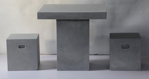 Set di Mobili da Esterno in Cemento Contemporaneo <span class=keywords><strong>con</strong></span> Una Tavola e Quattro <span class=keywords><strong>Sedie</strong></span> per Ville, Ideale per Cene, Barbecue e Caffè - Product Image 2