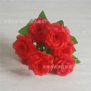 Bán Sỉ Giá Nhân Tạo Rose Flower Bó Hoa 7 Đầu Lụa Giả Rose Bó Hoa Cưới Trang Trí Hoa - Product Image 4