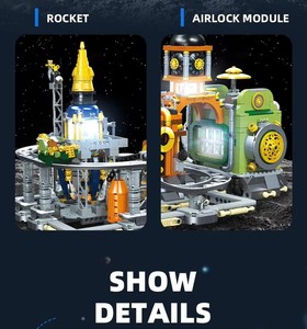 Jie <span class=keywords><strong>Star</strong></span> JJ9114 MOC Steampunk Moon Base Creative Street View Jouets d'assemblage pour enfants Cadeau - Product Image 5