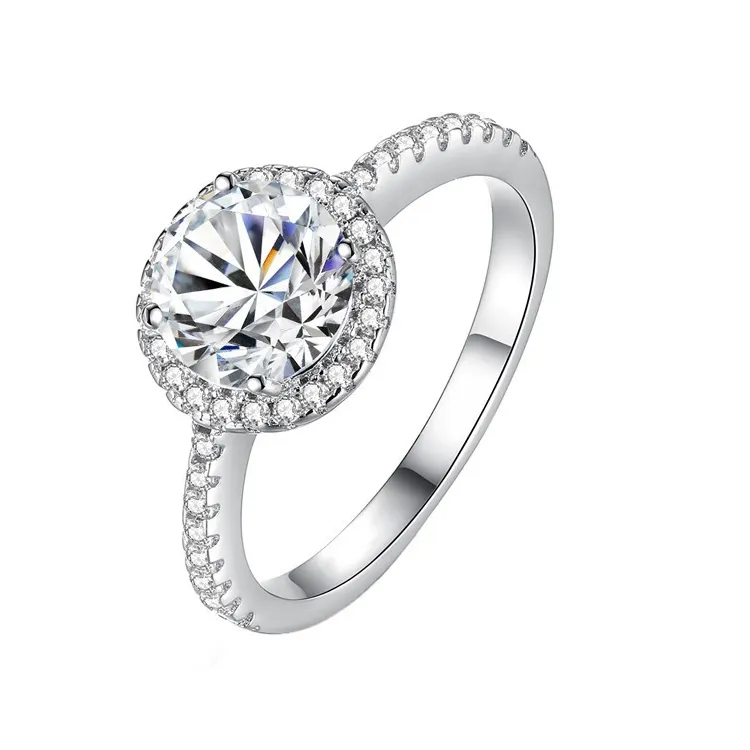 Fabrik Großhandel Sterling Silber Ring 1 Karat D VVS1 Moissan ite Ehering Ring für Verlobung