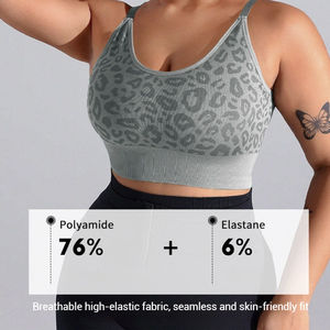 Soutien-gorge de sport sans couture pour femmes grandes tailles, imprimé léopard, haute élasticité, séchage rapide, haut court de yoga, course à pied, gym, fitness - Product Image 3