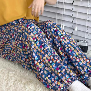 Pijama de estilo para mujer, verano, transpirable, fibra de viscosa, cintura elástica, conjunto de Pijama ligero con puños sueltos para el hogar, ropa informal - Product Image 6