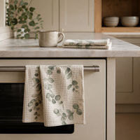 Serviette de cuisine personnalisée en tissu gaufré absorbant, torchon imprimé, serviette de séchage pour thé, OEM ODM