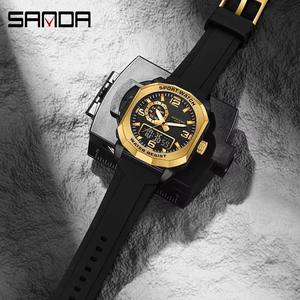 นาฬิกาข้อมือ Sanda 3370 ควอตซ์ อนาล็อก แฟชั่น จอแสดงผลคู่ ฟังก์ชั่นหลากหลาย กันน้ำ สำหรับกิจกรรมกลางแจ้ง นาฬิกาอิเล็กทรอนิกส์ดิจิตอลสำหรับผู้ชาย - Product Image 5