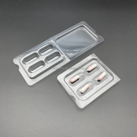 Vente en gros Boîte d'emballage jetable en plastique PET transparent pour 4 gélules, pilules et préservatifs