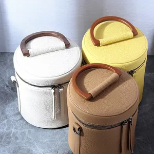 Fashion Leather Luxury Designer Women's Handbag Famous Brands Korean Contrast Color Women Shoulder Crossbody Bag Bucket Bag
