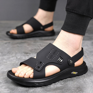 Men's Lightweight Cushioning Sports Casual Open Summer Outdoor Walking Beach Genuine Leather Buckle Strap Waterproof <b>Sandals</b> - Product Image 2