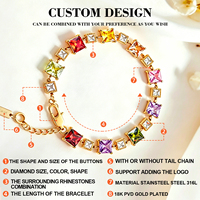 Bracelets tendance en acier inoxydable 316L personnalisables, plaqués or 18K PVD, durables, hypoallergéniques, avec zircone cubique 5A, anti-ternissement
