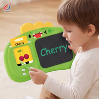 Tablette d'écriture et de dessin interactive Chengji : Bloc de peinture DIY, cartes flash éducatives et tablette d'écriture pour enfants, thème dinosaure de dessin animé