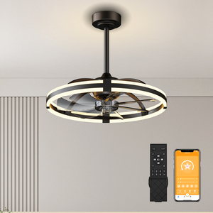 23.6in Minimalist <b>Ceiling</b> Fan <b>Light</b>, 3000K-6500K <b>Dimmable</b> <b>LED</b> Fandelier, Reversible Silent Copper Motor for Living Room Bedroom - Product Image 1