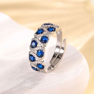 Fashion Jewelry Eco-friendly Copper Blue Spinel & Red Corundum Zircon Vintage Open <b>Adjustable</b> <b>Rings</b> for Statement - Product Image 5