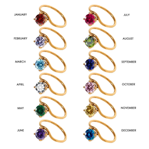 Wholesale Wavy Birthstone Solitaire <strong>Ring</strong> Stainless Steel <strong>Gold</strong> Plated Colorful Round Gemstone Stackable Tarnish Free Jewelry <strong>Ring</strong> - Product Image 2