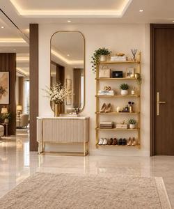Handmade Brass Wall <b>Shelving</b> <b>Unit</b> 6 Tier Modern Storage Rack Open Display Organizer for Kitchen Living Room Bathroom and Home - Product Image 1