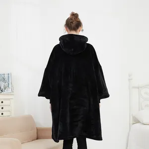 Nouvelle couverture d'hiver à manches longues pour femmes pull noir à capuche portable couverture