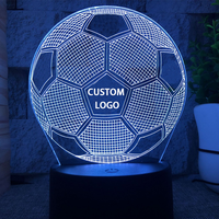 Lampe de nuit LED créative 3D personnalisée avec styles de clubs de football, à brancher, avec capteur