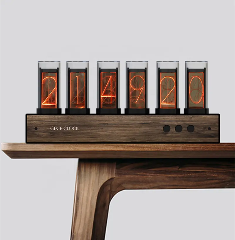 BETTER Digital RGB Glow Tube Clock Electronic Retro Gixie Glow Tube Table Decor Clock